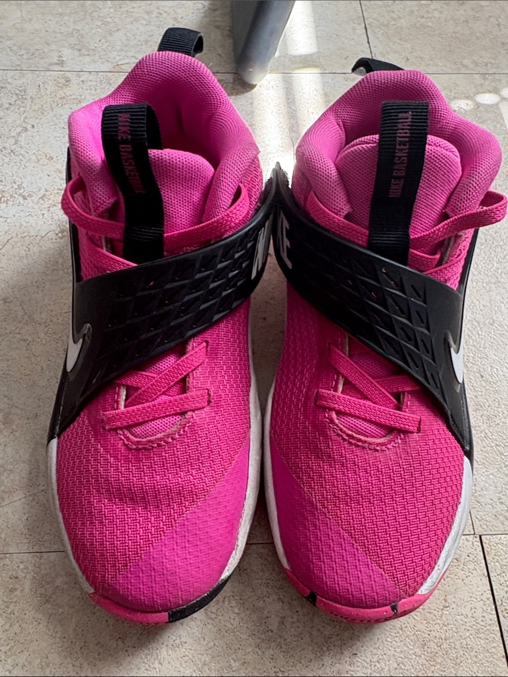 Nike Women's Bright Pink Basketball Sneakers with Black Strap